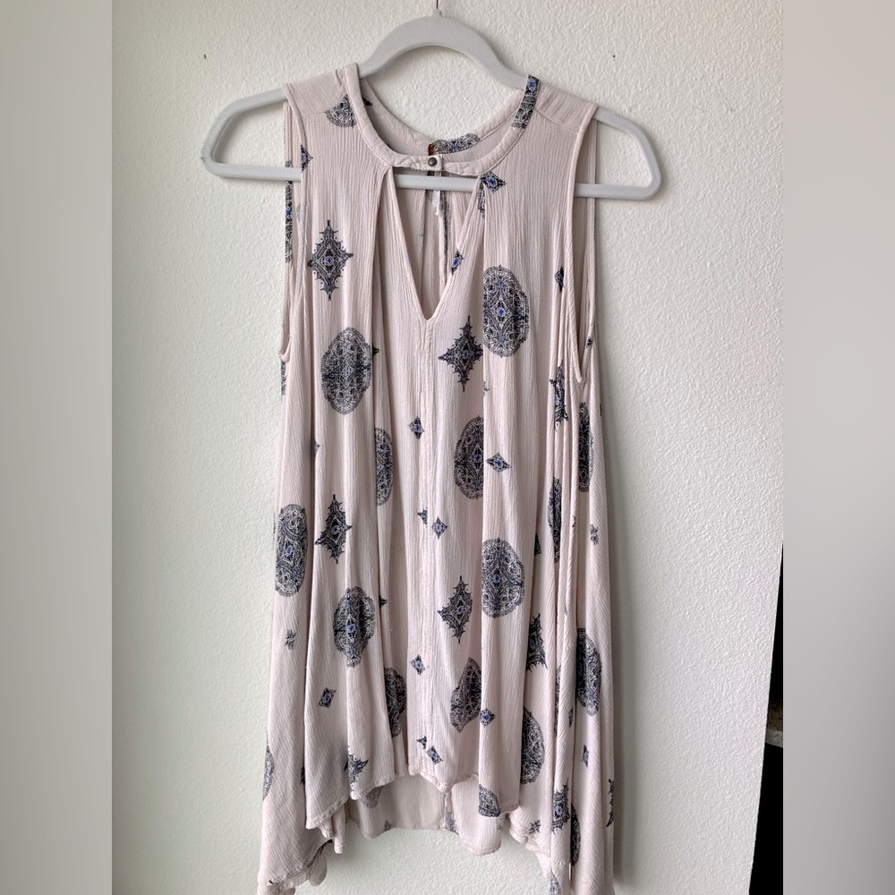 Free People Women's cream Sleeveless Tree Swing Tunic